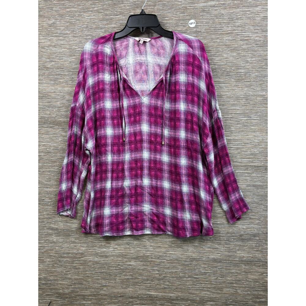 Juicy Couture Blouse Women's XXL Purple V-Neck Long Sleeve Lightweight